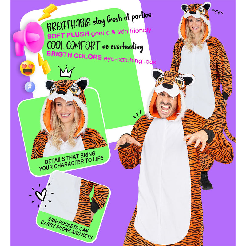 Tierkostüm "Tiger" für Erwachsene | Overall Plüschkostüm