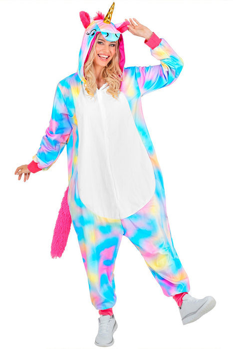 Kostüm "Einhorn" Overall für Erwachsene | Mehrfarbig - Onesie Plüschkostüm