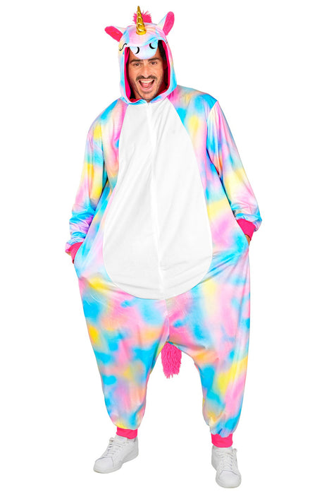 Kostüm "Einhorn" Overall für Erwachsene | Mehrfarbig - Onesie Plüschkostüm