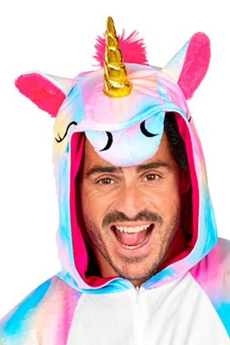Kostüm "Einhorn" Overall für Erwachsene | Mehrfarbig - Onesie Plüschkostüm