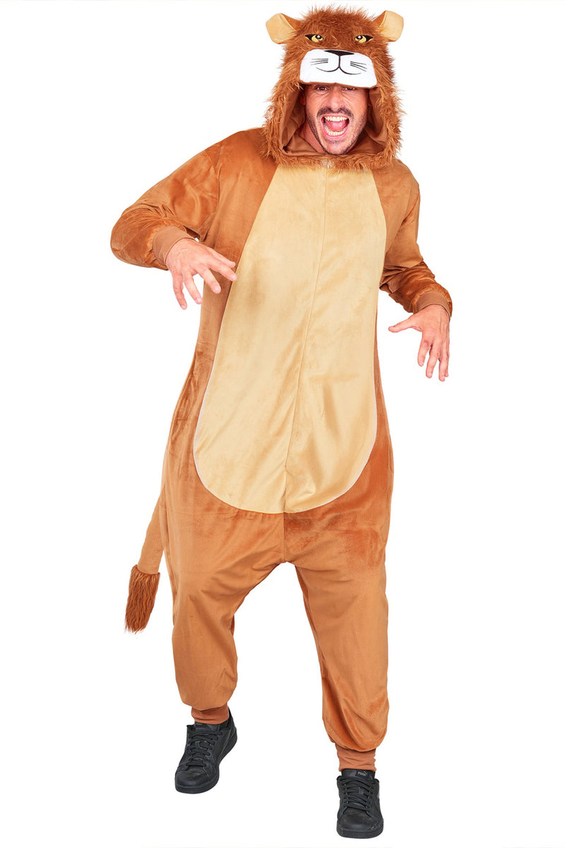 Tierkostüm "Löwe" für Erwachsene | Overall Plüschkostüm