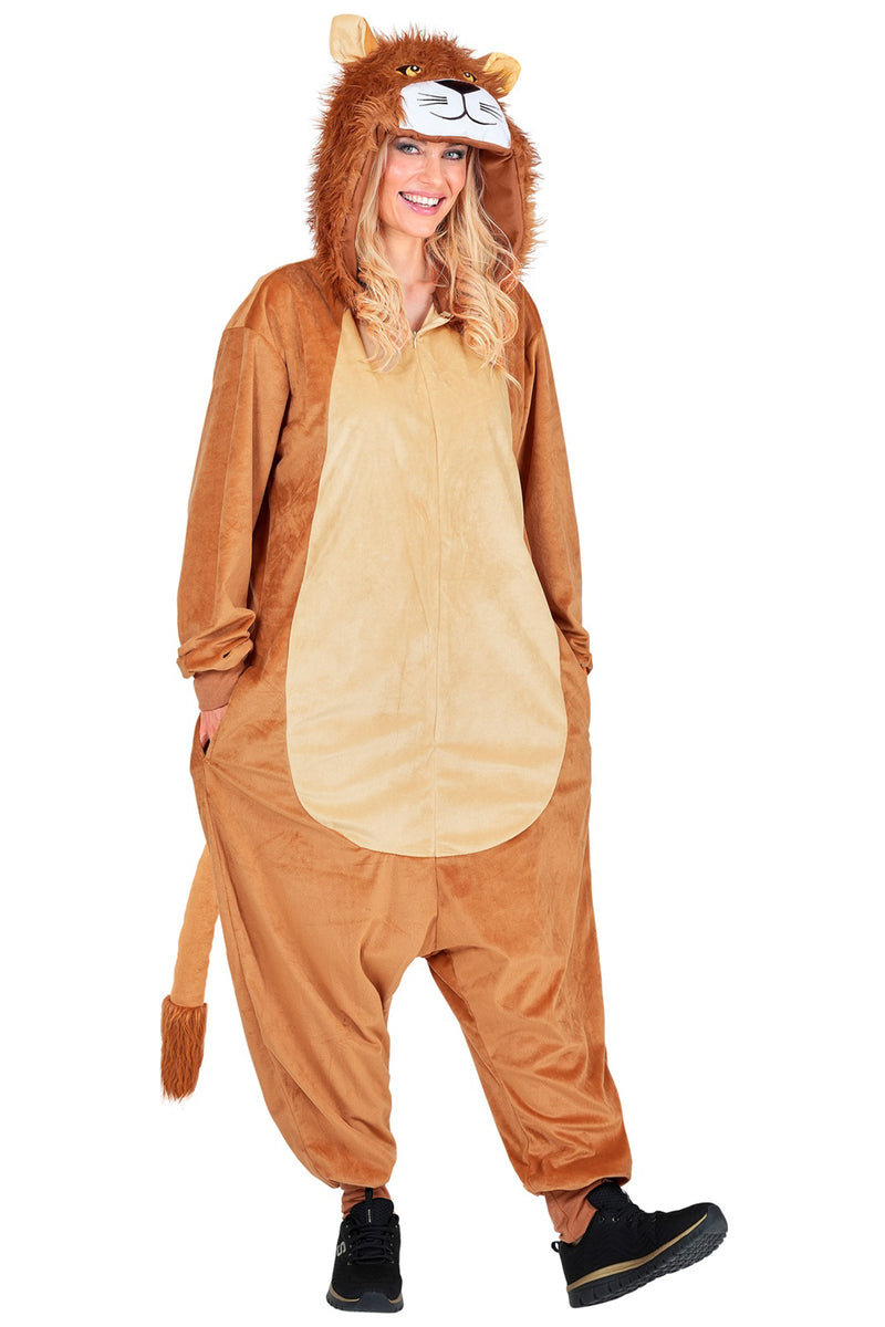 Tierkostüm "Löwe" für Erwachsene | Overall Plüschkostüm