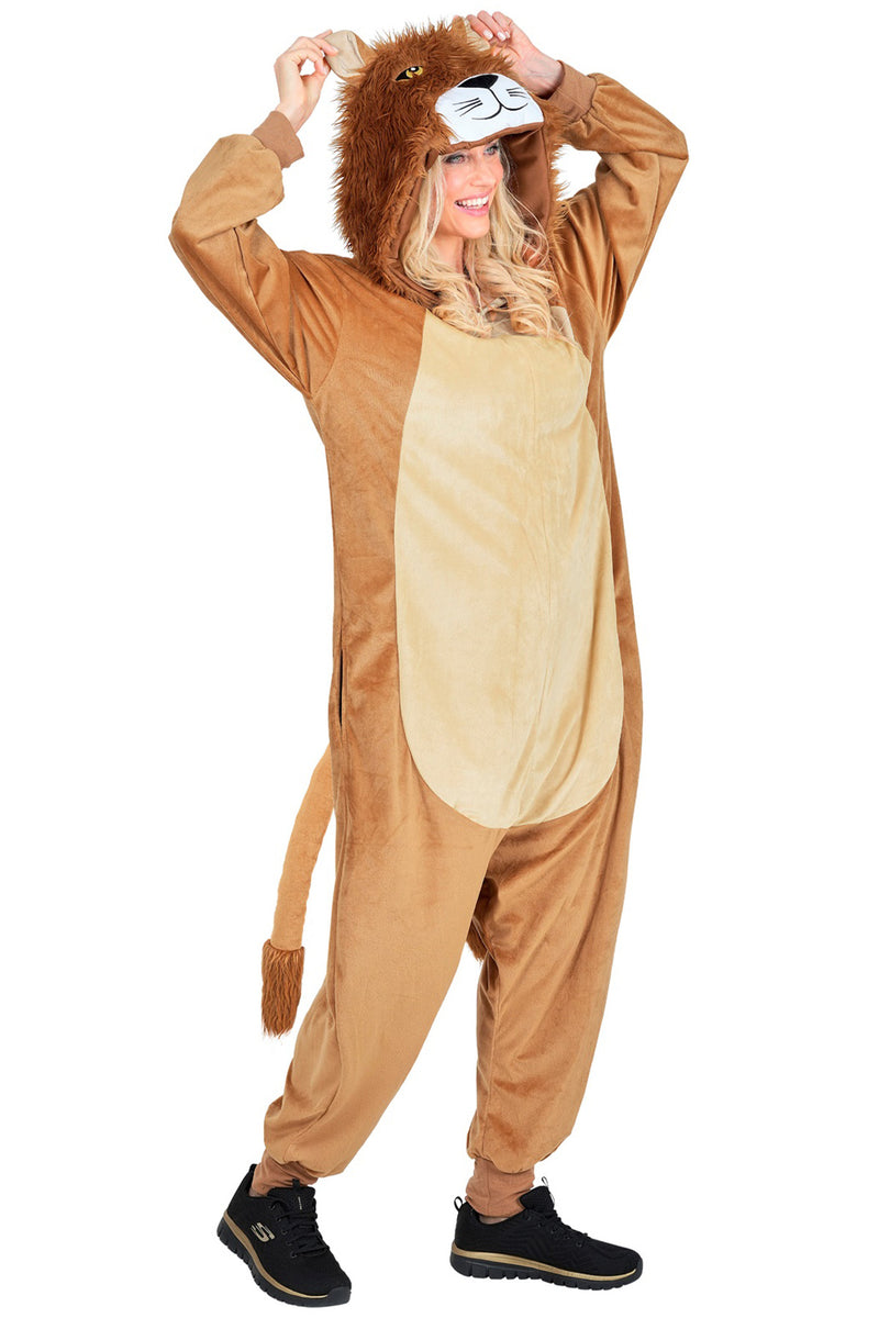 Tierkostüm "Löwe" für Erwachsene | Overall Plüschkostüm