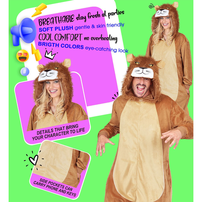 Tierkostüm "Löwe" für Erwachsene | Overall Plüschkostüm