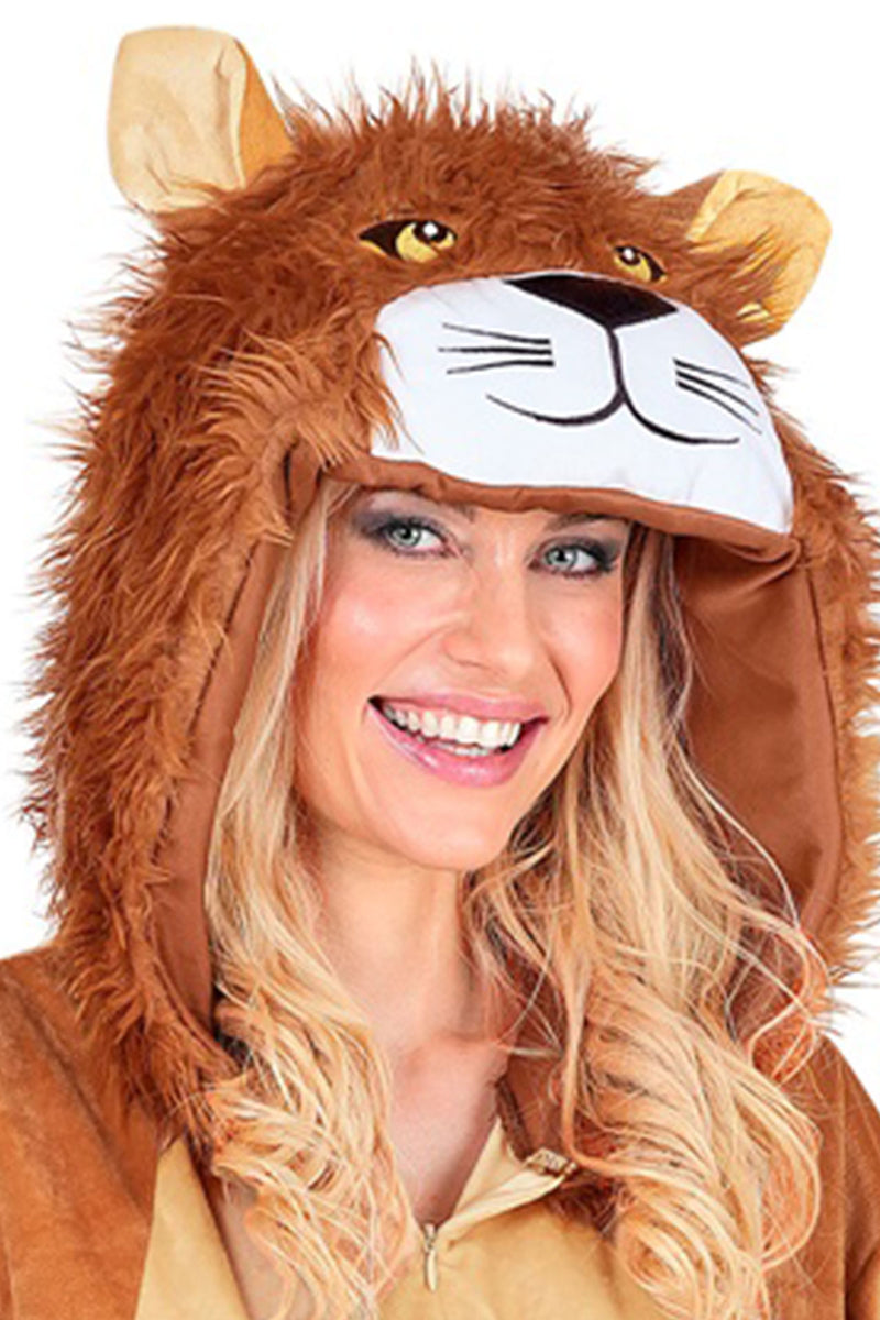 Tierkostüm "Löwe" für Erwachsene | Overall Plüschkostüm