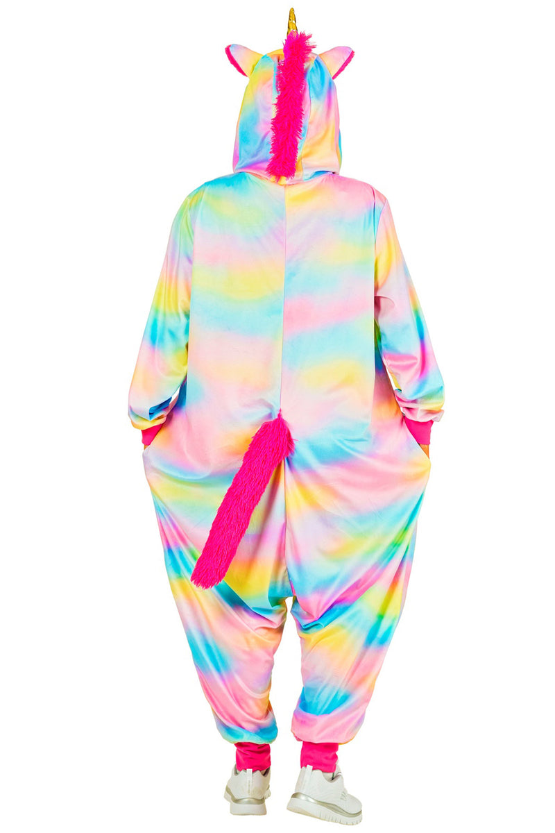 Tierkostüm "Rainbow Einhorn" für Erwachsene | Overall Plüschkostüm