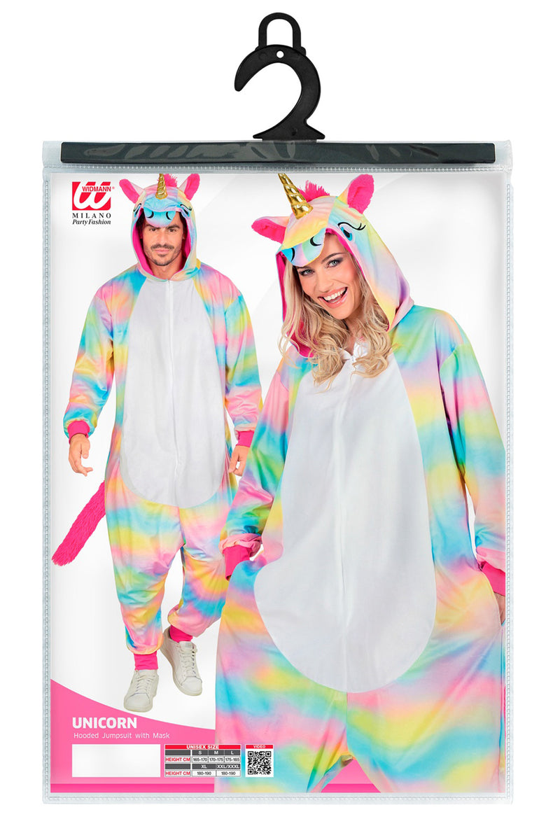Tierkostüm "Rainbow Einhorn" für Erwachsene | Overall Plüschkostüm