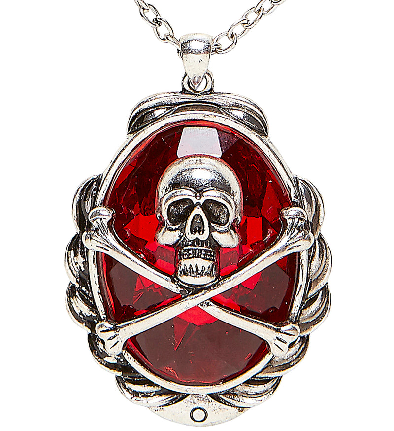 Halskette "Totenkopf Juwel" | Silber Rot - Schmuck Pirat