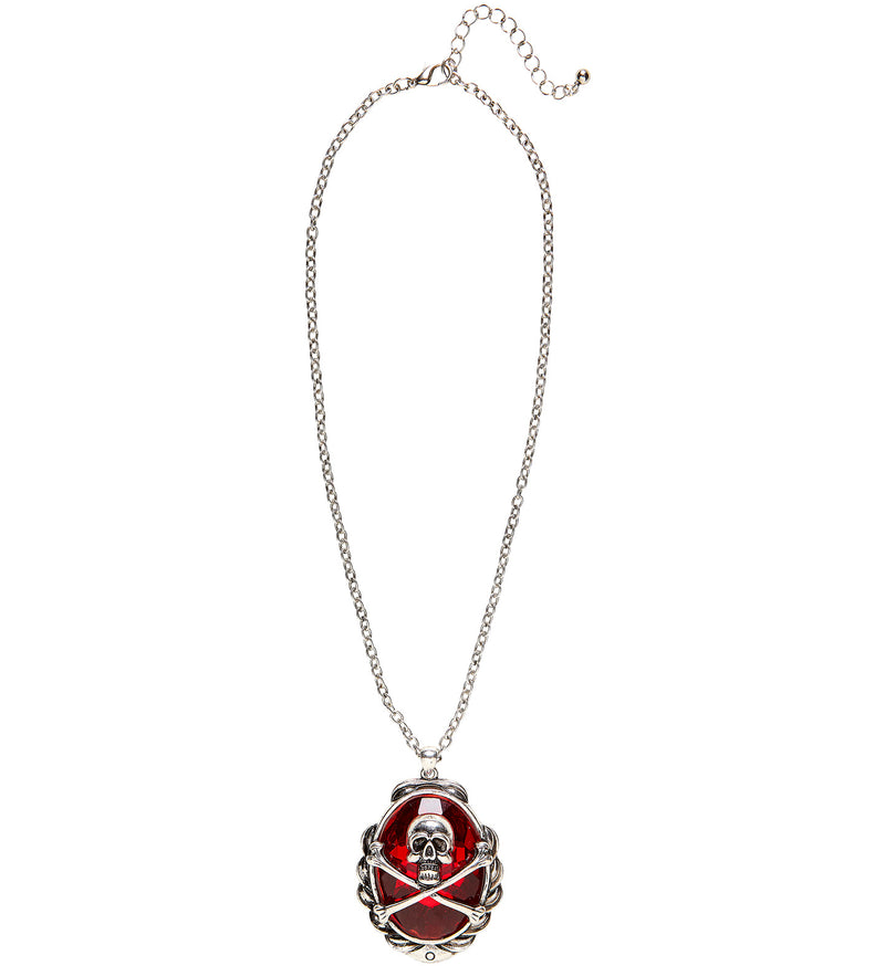 Halskette "Totenkopf Juwel" | Silber Rot - Schmuck Pirat