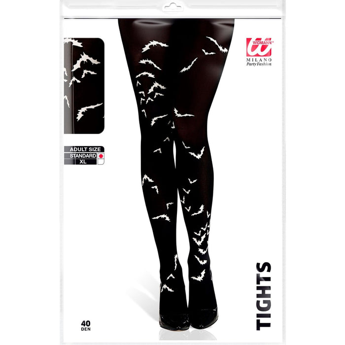 Strumpfhose mit Fledermäusen für Damen 40 DEN | Schwarz Weiß