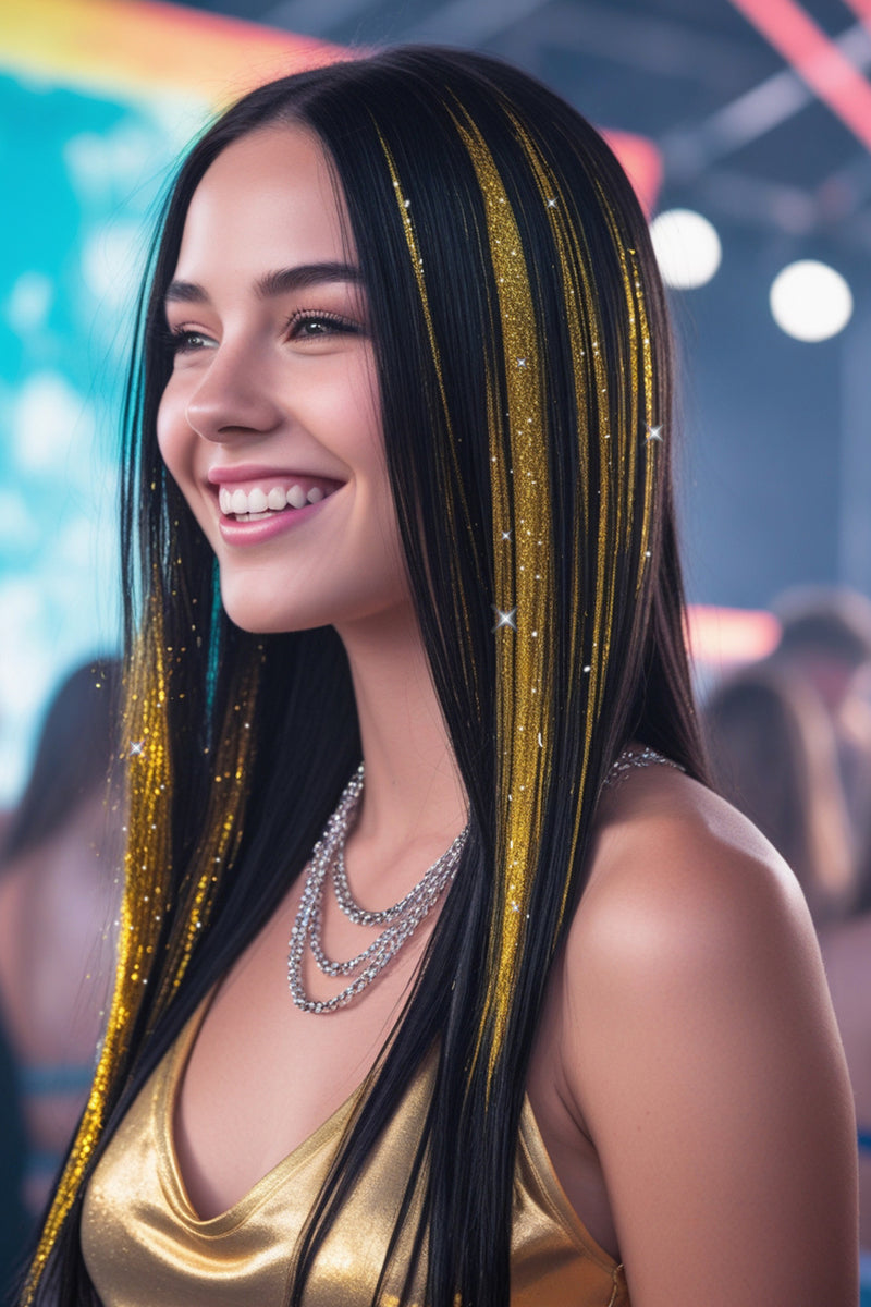 Glitzer Haar Strähnen | 3 Stück