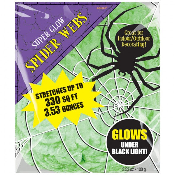 Spinnweben UV-leuchtend 100gr., grün, weiß sort.