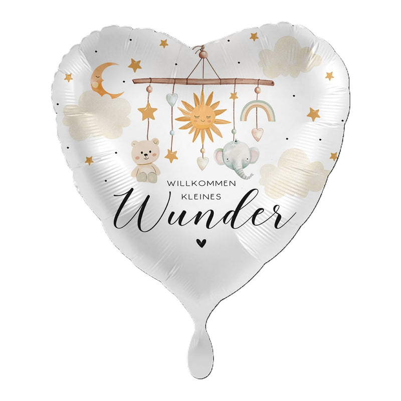 18"/Ø43cm Herz Folienballon  "Willkommen kleines Wunder"