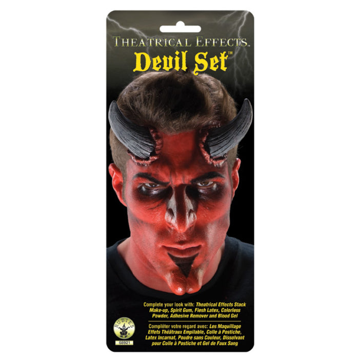 Latex Make-up Set Teufel mit Teufelshörnern