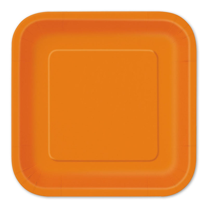 Pappteller Uni Quadratisch 23cm/14Stk. Orange