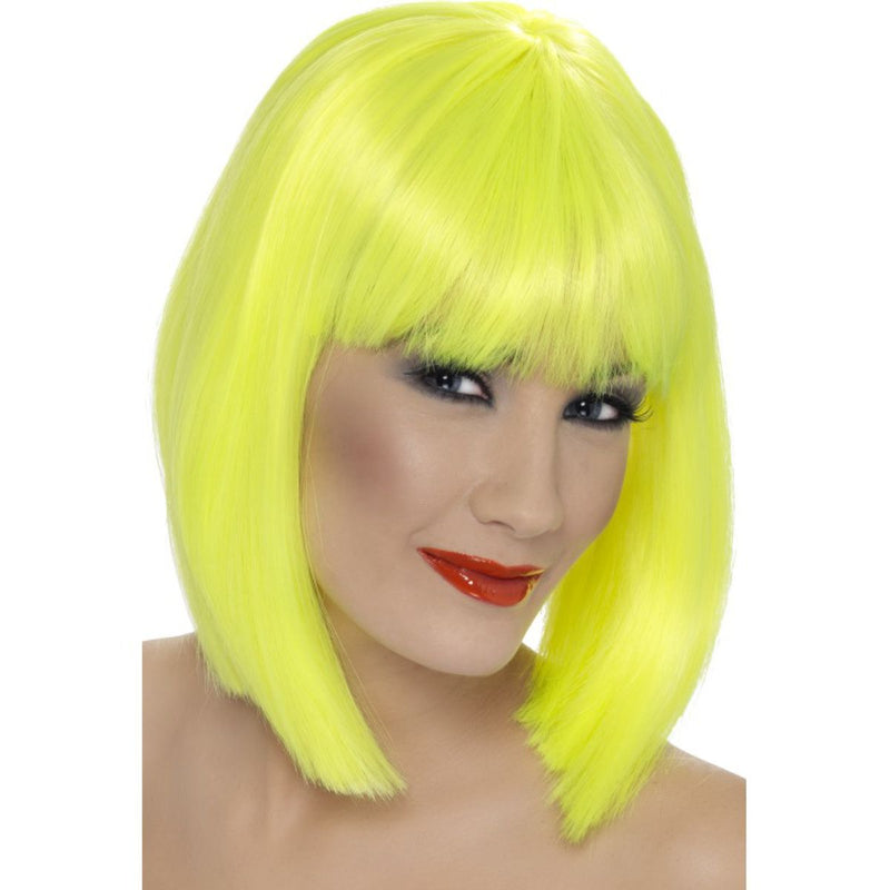 Perücke Lady Pagenkopf Glam Neon-Gelb