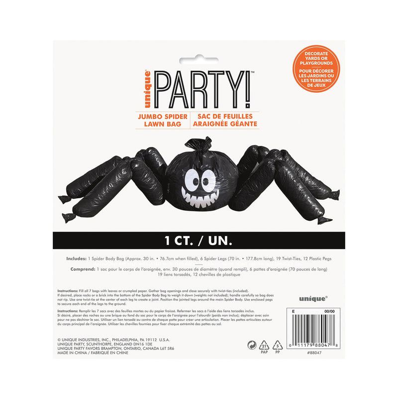 Riesen-Rasen-Spinne (Schwarze Laubsäcke) Halloween Dekoration