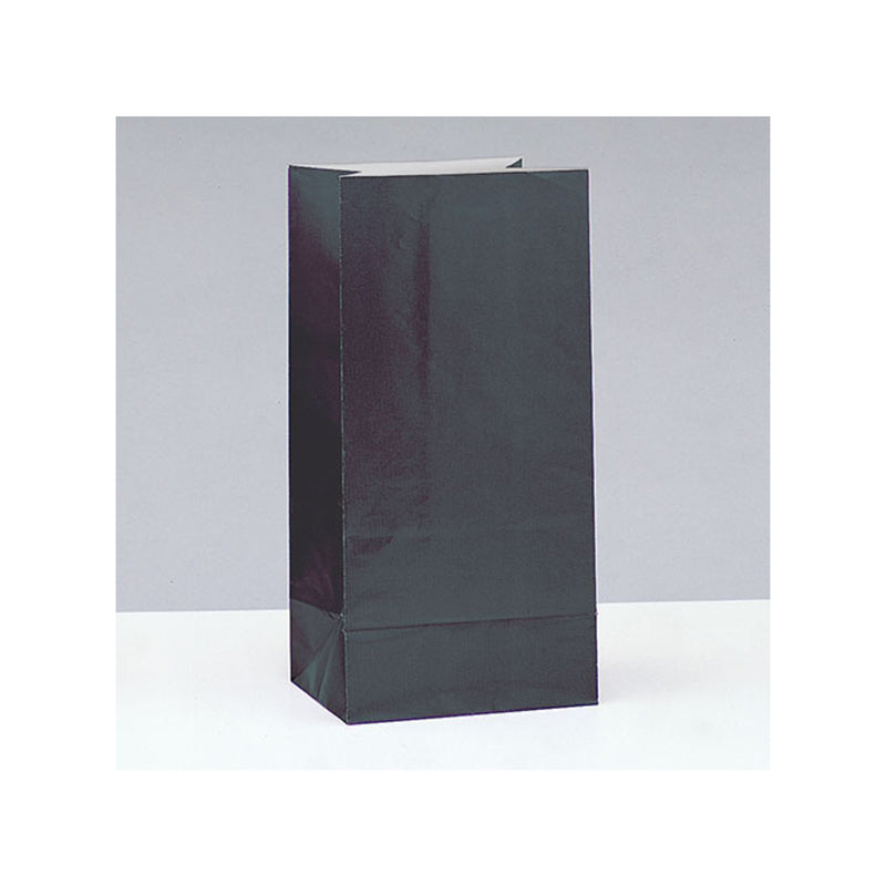 Tüte Papier Uni 25x12x9cm, 12Stk. Schwarz