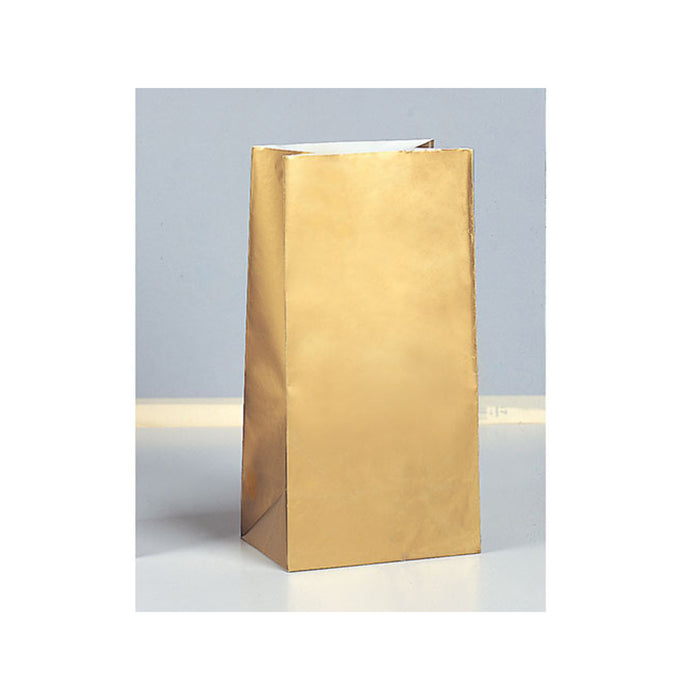 Tüte Papier Uni 25x12x9cm, 10Stk. Gold