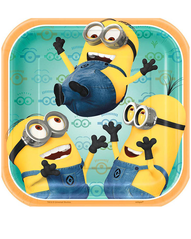 "Minions" Tischdeko | Pappteller Eckig 18cm/8Stk.