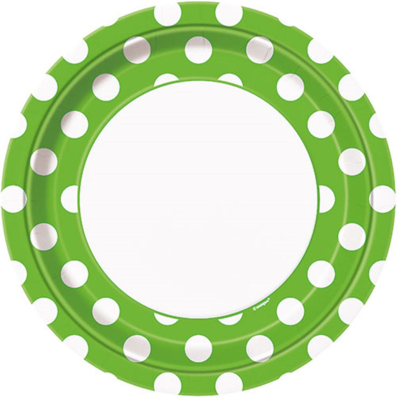 Pappteller Dots 23cmØ/8Stk. Lime Green/Kiwi