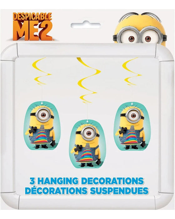 "Minions" Deko | 3 Hänger Folien Swirls  66 cm