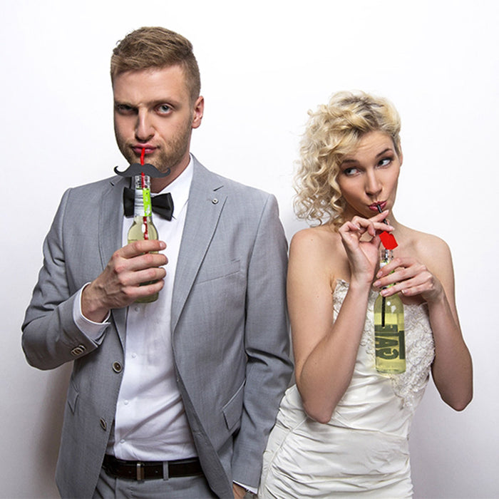 Strohhalm Schnurrbart 6St. rot/schwarz