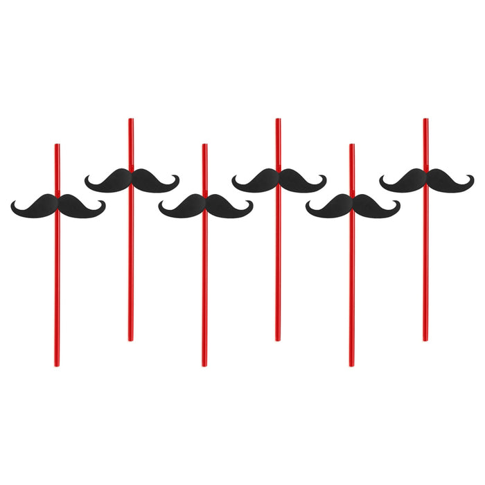 Strohhalm Schnurrbart 6St. rot/schwarz