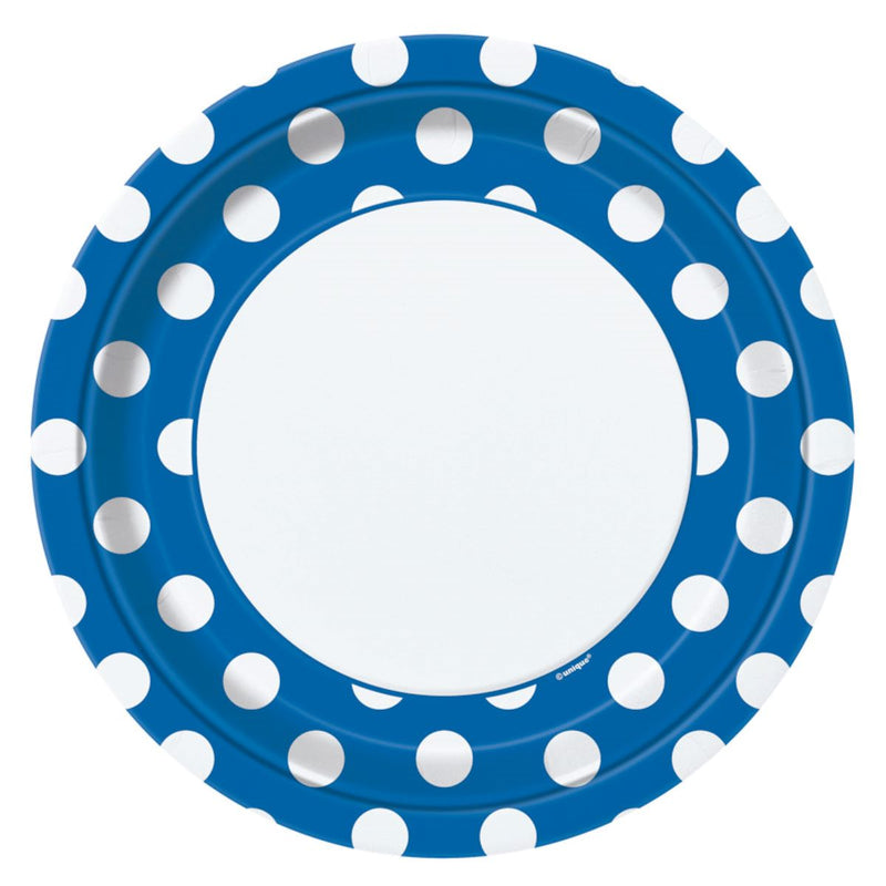 Pappteller Dots 8Stk./23cmØ Blau
