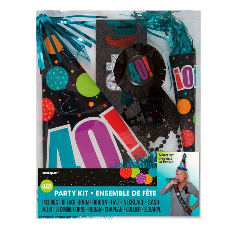 Party-Set 40 (Tröte, Hut, Halskette, Schärpe,Band)