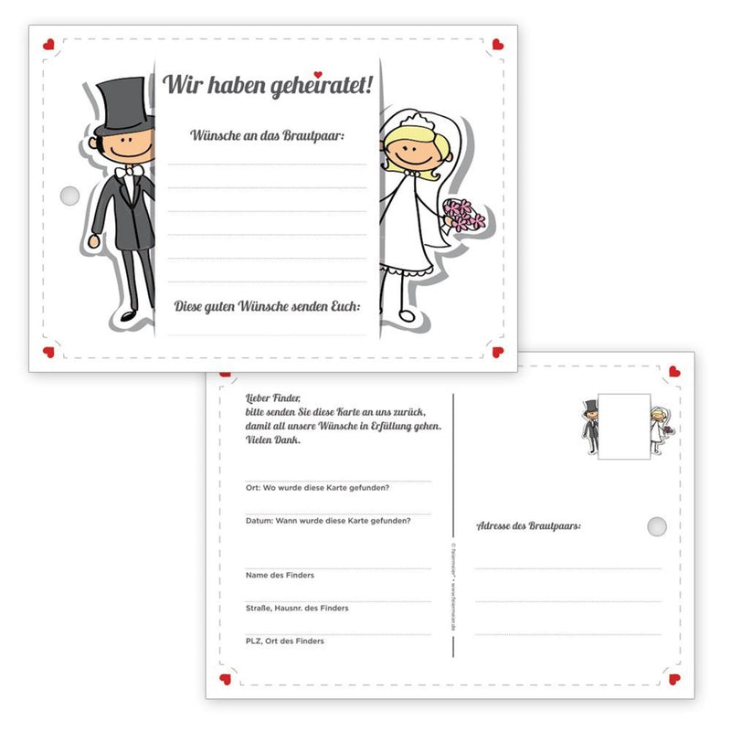 Weitflugkarten Hochzeit Comic | 50 Stück