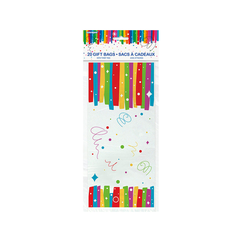 Geschenktüte Cello 12x28cm/20St. Rainbow Ribbon