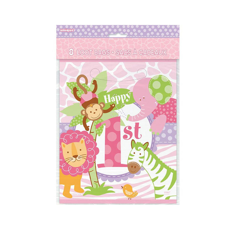 Geschenkbeutel PVC 18x22cm/8St. 1.st HB Girl Safar