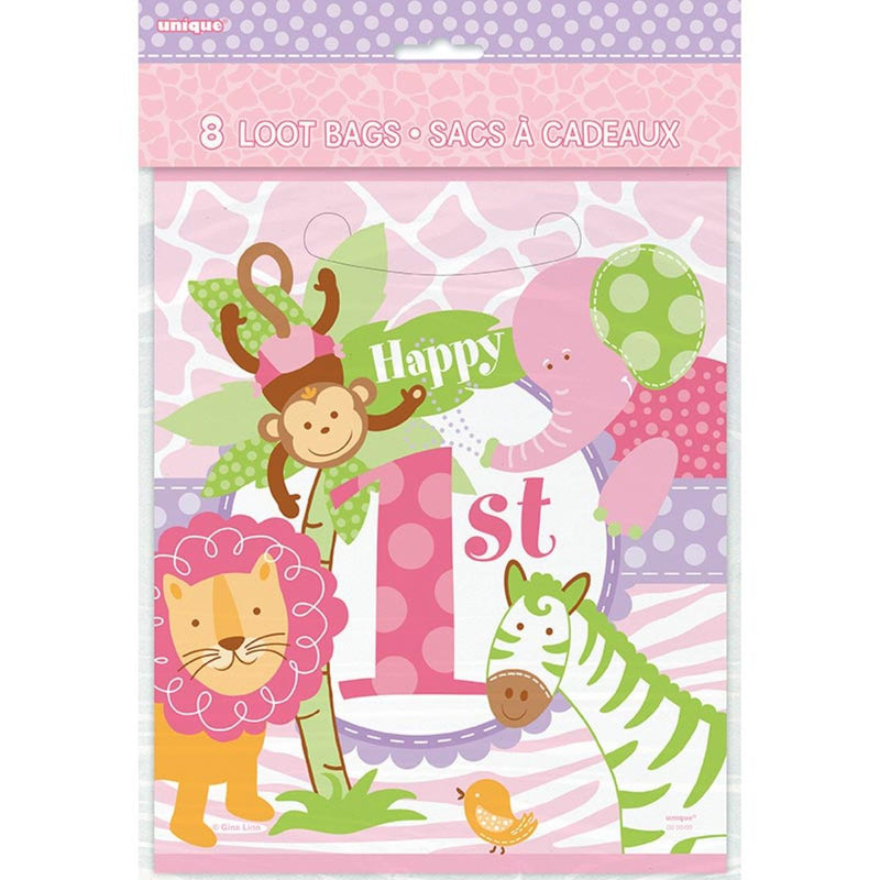 Geschenkbeutel PVC 18x22cm/8St. 1.st HB Girl Safar