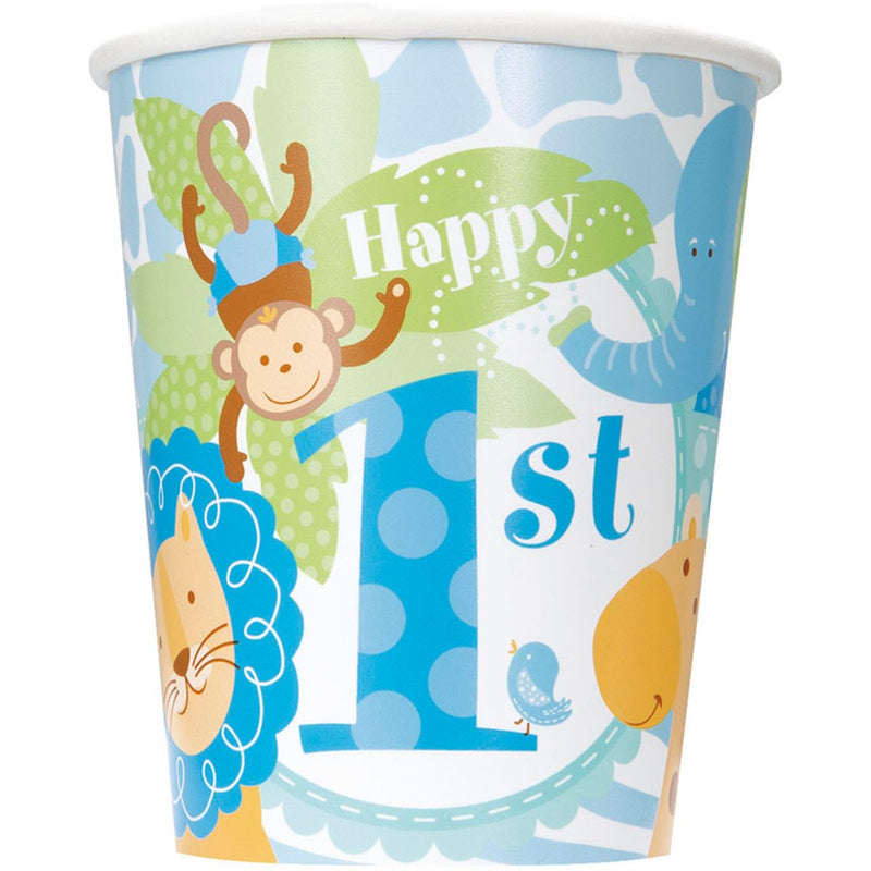 Pappbecher Safari 1. Geburtstag Blau  8St.