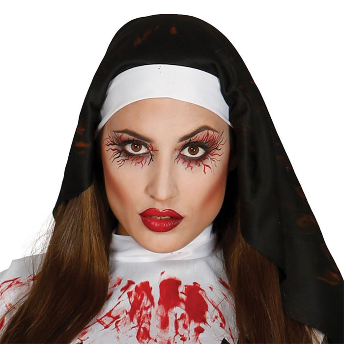 Kostüm Lady Zombie Nonne Kleid,Haube,Gürtel Gr.L