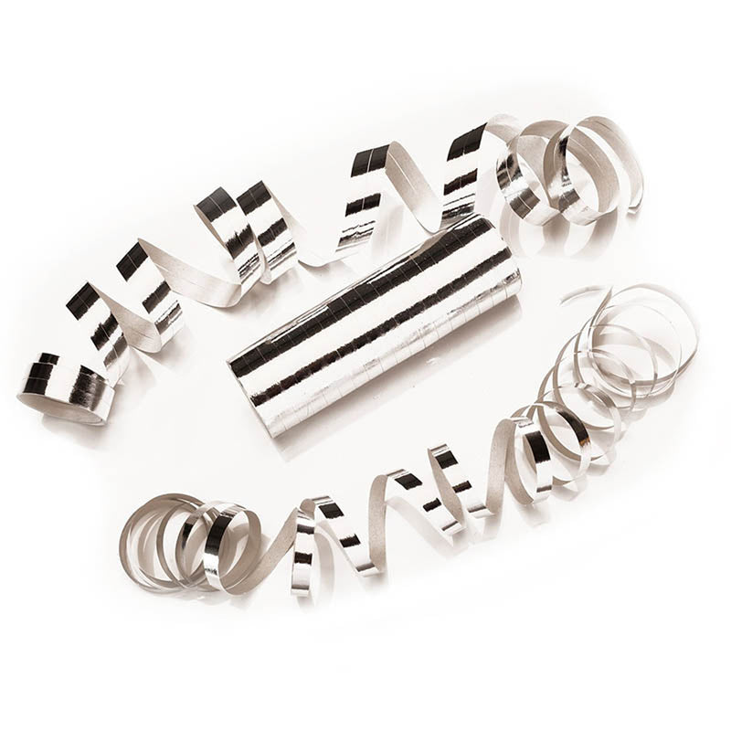 Luftschlangen "Metallic" 4m / 3 Rollen | Silber