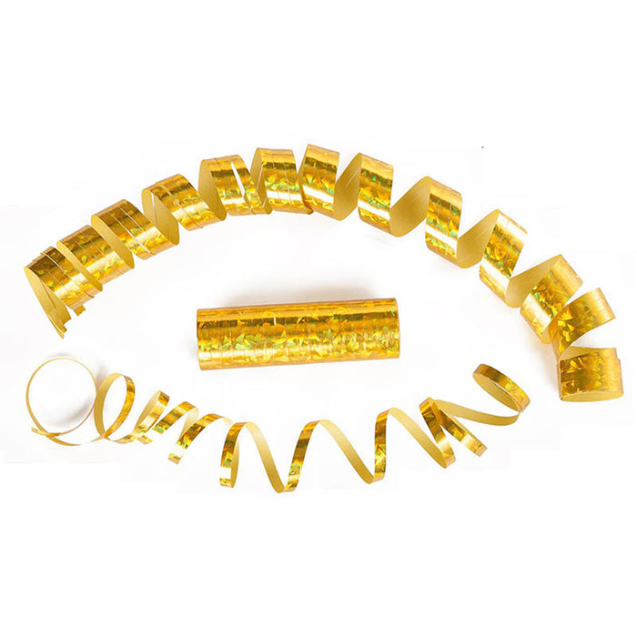 Luftschlangen "Holografisch" 4m / 5 Rollen | Gold