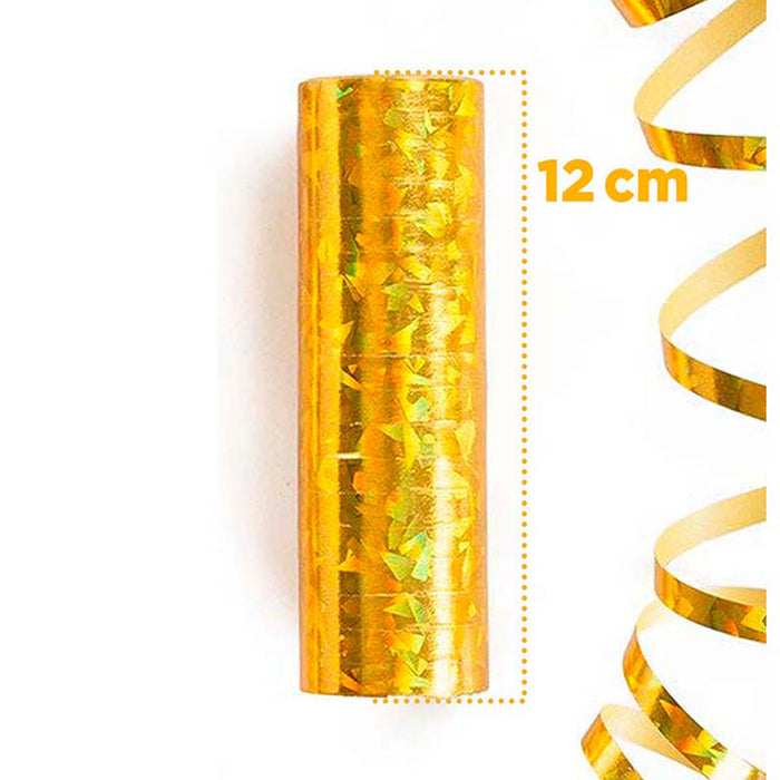 Luftschlangen "Holografisch" 4m / 5 Rollen | Gold