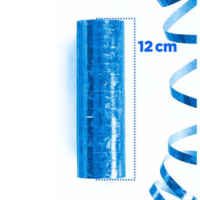 Luftschlangen "Holografisch" 4m / 5 Rollen | Blau