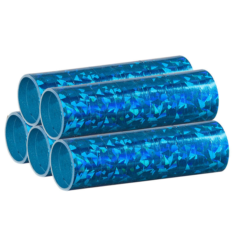 Luftschlangen "Holografisch" 4m / 5 Rollen | Blau