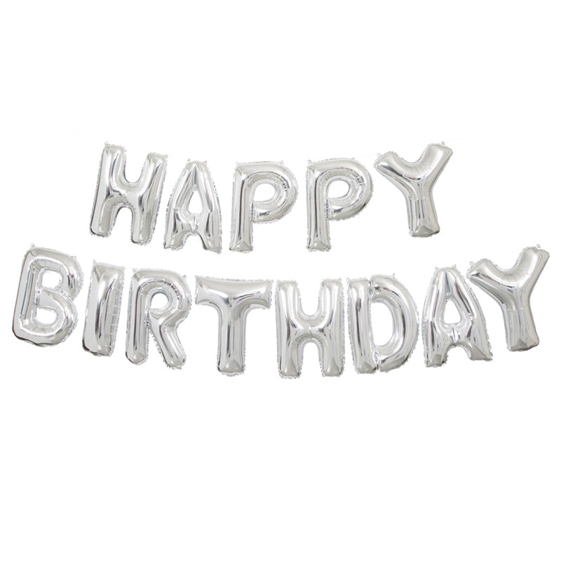 Ballongirlande "HAPPY BIRTHDAY" 340x35cm | Silber