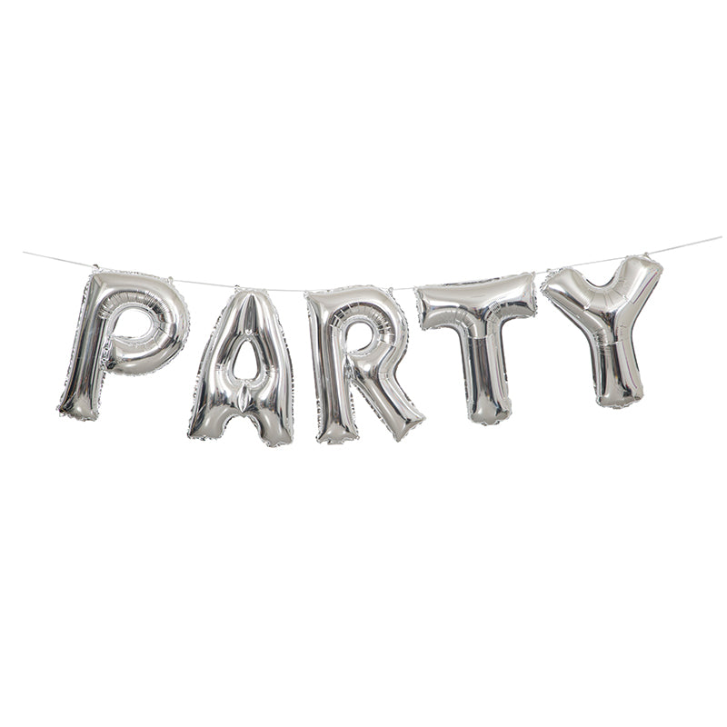 ABC14 Ballongirlande "PARTY" 35cm | Silber