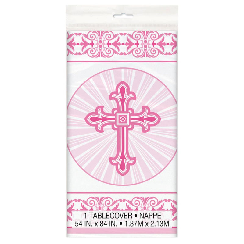Tischdecke PVC Kreuz Pink 137x213cm