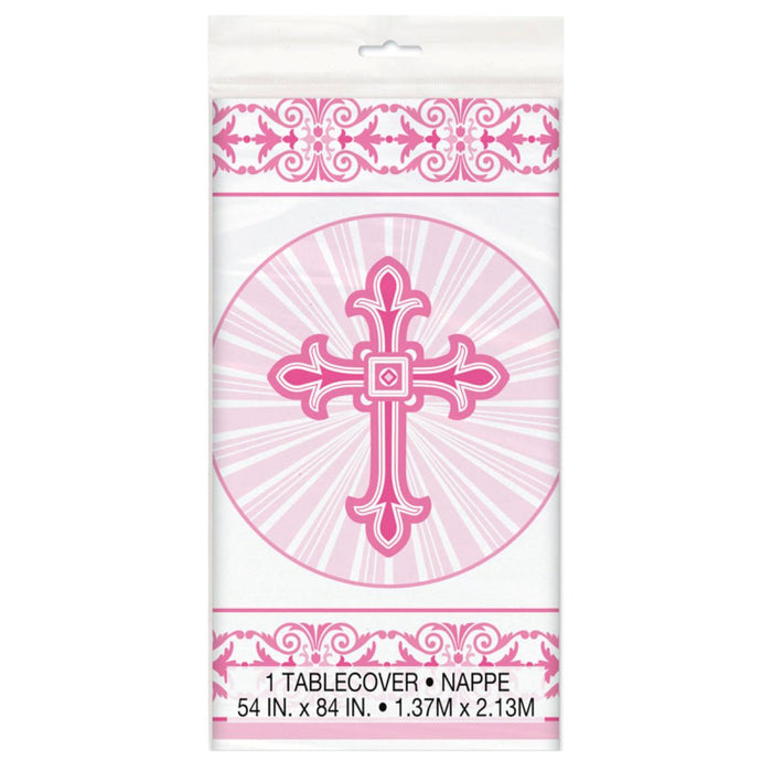 Tischdecke PVC Kreuz Pink 137x213cm