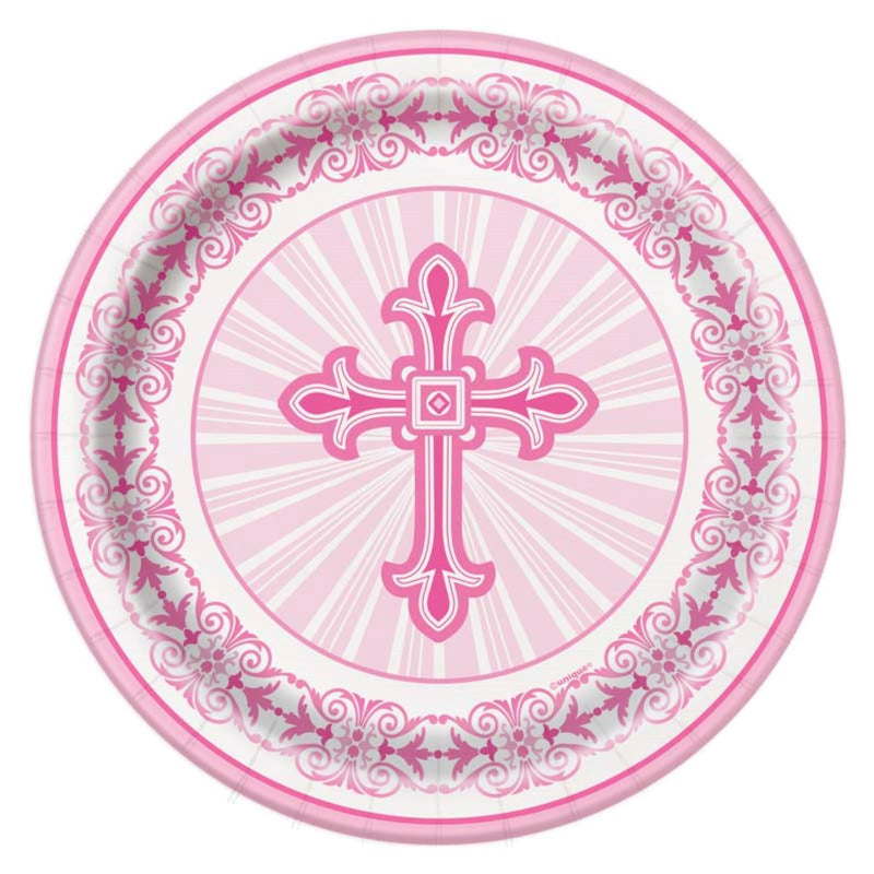 Pappteller "Kreuz" Pink | Ø18cm/8Stk.