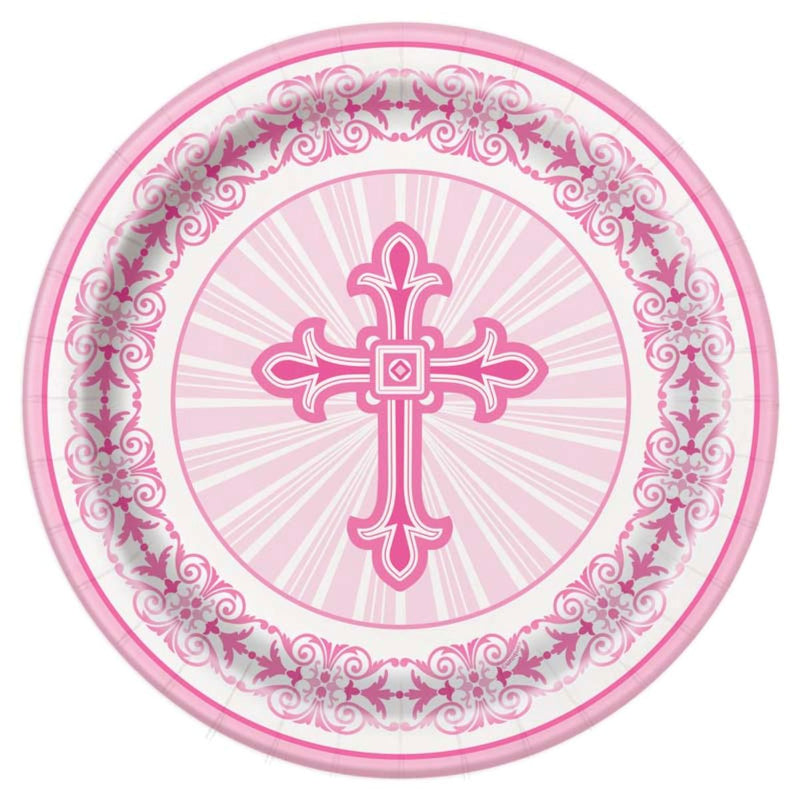 Pappteller "Kreuz Pink" | Ø23cm/8Stk.
