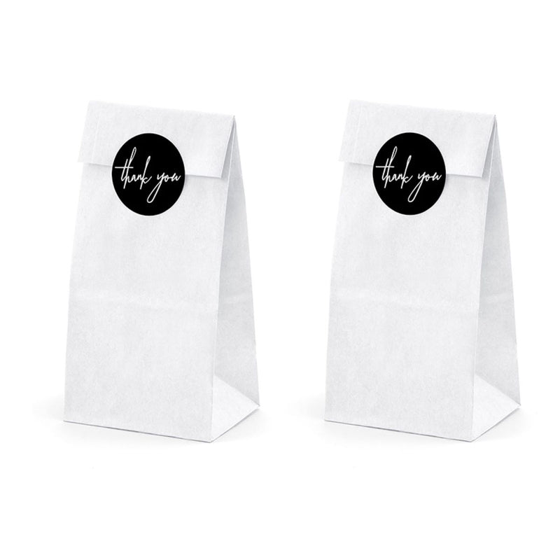 Tüte Geschenk Thank You Sticker Weiss 6Stk.