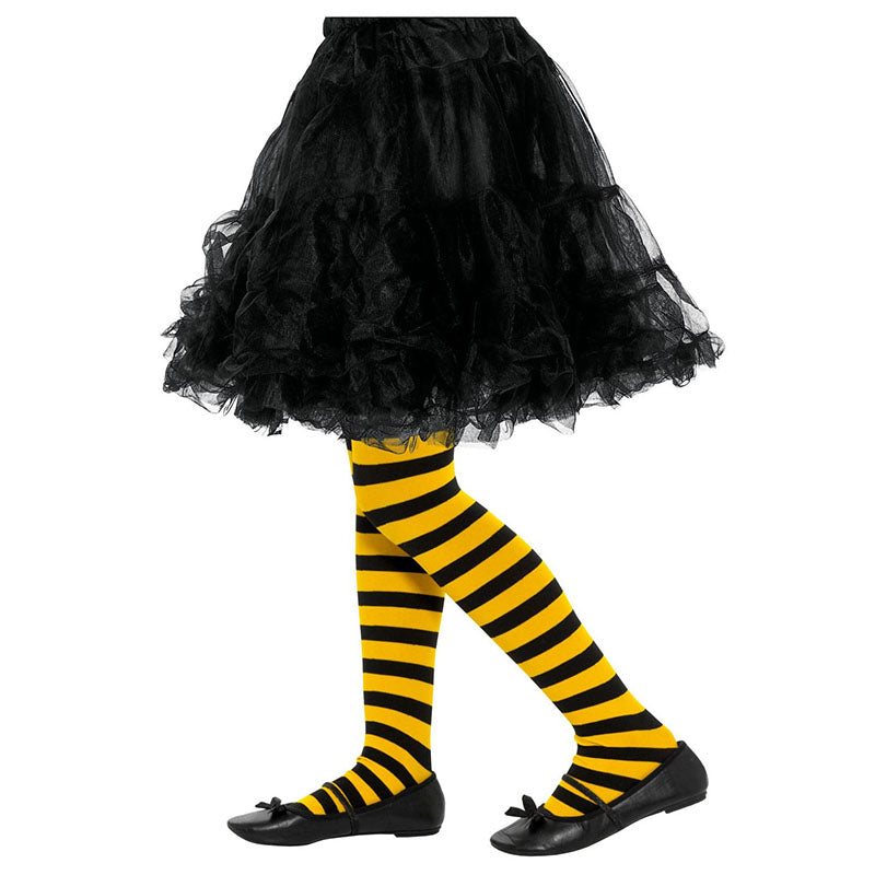 Strumpfhose Kid Quergestreift Schwarz/Gelb 8-12J