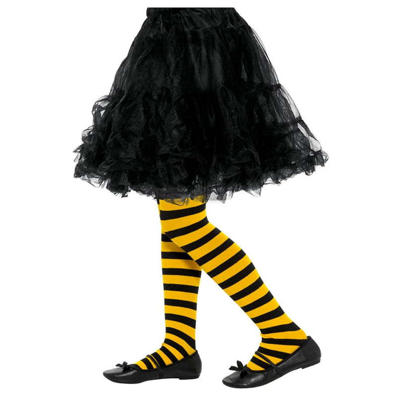 Strumpfhose Kid Quergestreift Schwarz/Gelb 8-12J